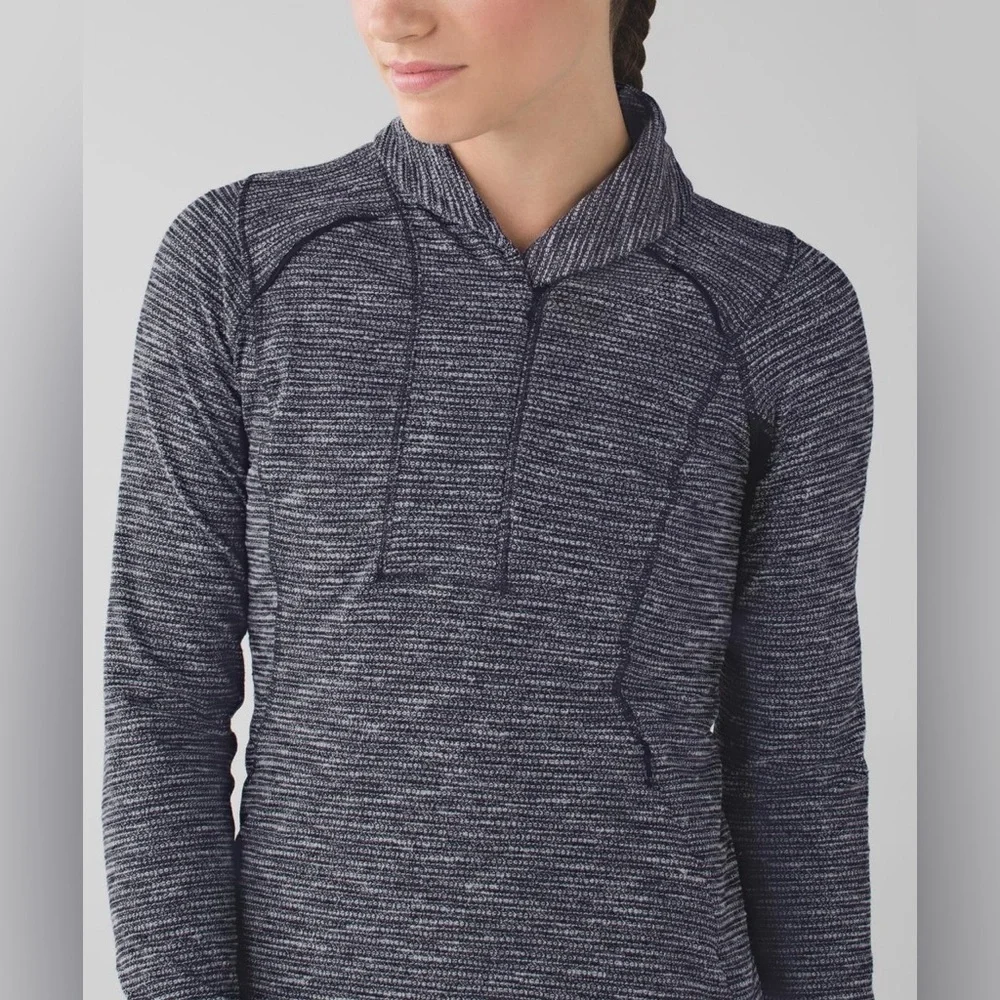 Lululemon Think Fast Pullover in Coco Pique Black / Black Size 10